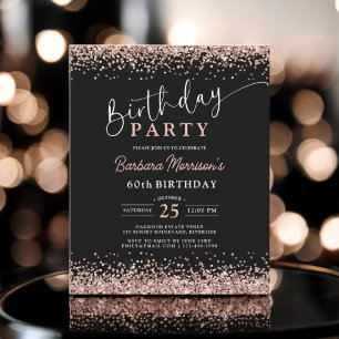 Budget Rose Gold Black Any Age 60th Birthday Flyer