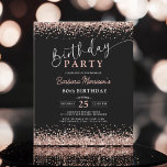 Budget Rose Gold Black Any Age 90th Birthday<br><div class="desc">Celebrate a special 90th milestone with elegance and budget-friendly flair! The Budget Rose Gold Black Any Age 90th Birthday Invitation features a stunning blend of rose gold glitter and sleek black design, creating an upscale feel without the high cost. This invitation perfectly captures the essence of a luxurious celebration while...</div>