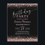 Budget Rose Gold Black Any Age 90th Birthday Flyer<br><div class="desc">Celebrate a special 90th milestone with elegance and budget-friendly flair! The Budget Rose Gold Black Any Age 90th Birthday Invitation features a stunning blend of rose gold glitter and sleek black design, creating an upscale feel without the high cost. This invitation perfectly captures the essence of a luxurious celebration while...</div>