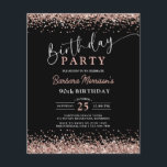 Budget Rose Gold Black Any Age 90th Birthday Flyer<br><div class="desc">Celebrate a special 90th milestone with elegance and budget-friendly flair! The Budget Rose Gold Black Any Age 90th Birthday Invitation features a stunning blend of rose gold glitter and sleek black design, creating an upscale feel without the high cost. This invitation perfectly captures the essence of a luxurious celebration while...</div>