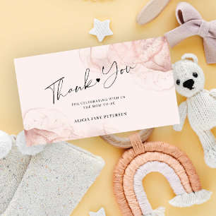 Budget rose gold blush baby shower thank you card