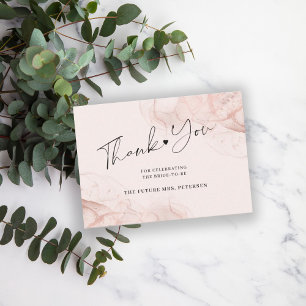 Budget rose gold blush bridal shower thank you card