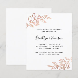 BUDGET Rose Gold Botanical Modern Wedding