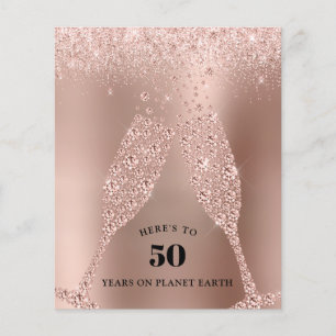 Budget Rose Gold Champagne 40th Birthday Invite