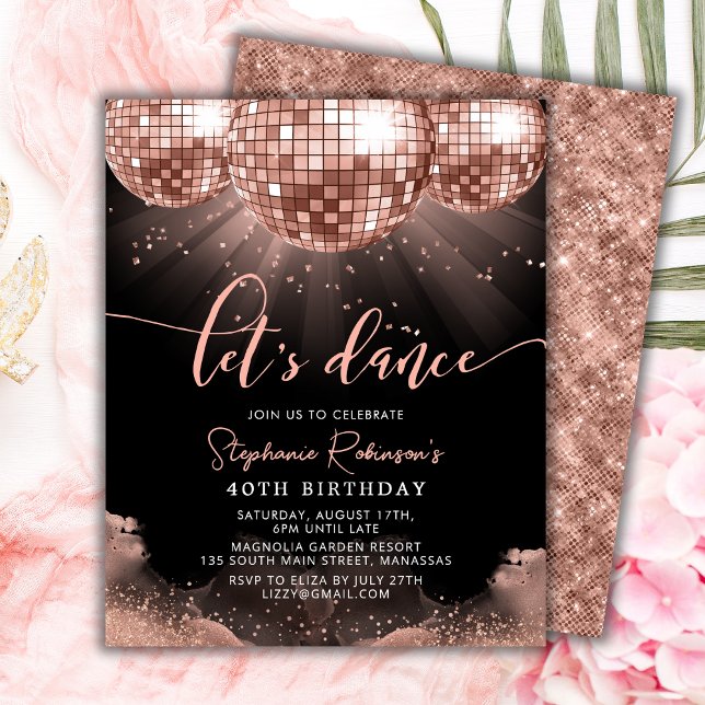 Budget Rose Gold Disco Ball 40th Birthday Invite (Creator Uploaded)