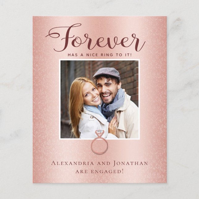 Budget Rose Gold Engagement Photo Announcement (Front)