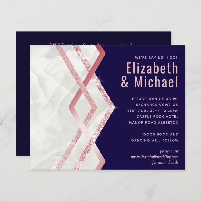 Budget Rose Gold Foil Look Geometric Wedding (Front/Back)