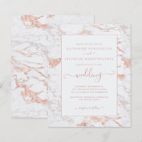 Budget Rose Gold Foil Marble Wedding Invitation
