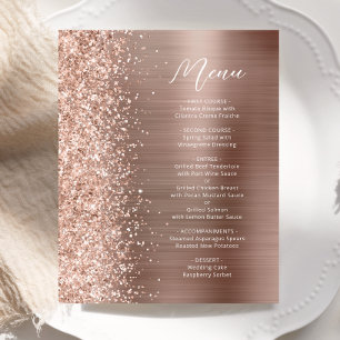 Budget Rose Gold Glam Glitter Script Wedding Menu