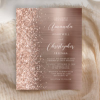 Budget Rose Gold Glam Glitter Wedding Invitation
