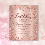 Budget Rose Gold Glitter 60th Birthday Invitation<br><div class="desc">Budget Modern elegant rose gold metallic and glitter 60th birthday party invitations. This adult girly card design features stylish handwritten calligraphy script,  blush pink or rose gold faux brushed metallic background with loose glam glitter frame around. Easy to personalise,  perfect for any age.</div>