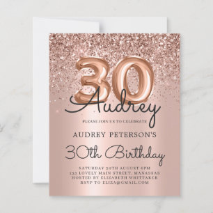 Budget Rose Gold Glitter Balloon 30th Birthday