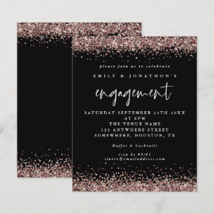 Budget Rose Gold Glitter Border Engagement Black