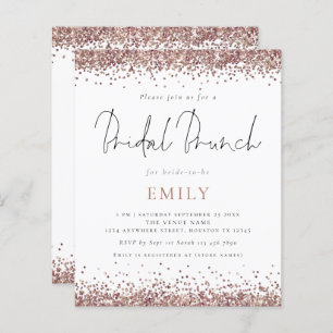 Budget Rose Gold Glitter Bridal Brunch Invitation