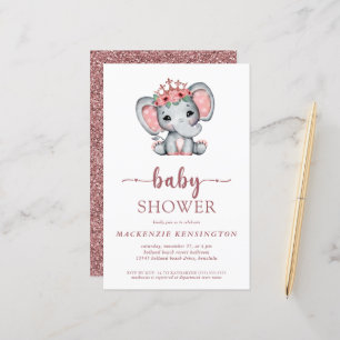 Budget Rose Gold Glitter Cute Elephant Baby Girl