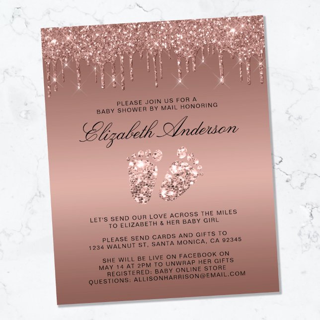 Budget Rose Gold Glitter Drips Baby Shower By Mail (Creator Uploaded)