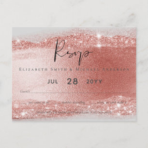 Budget Rose gold Glitter Foil Look Wedding Postcard