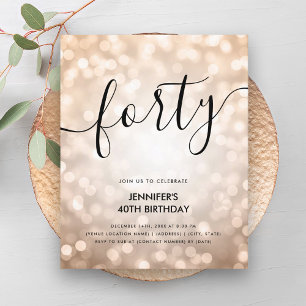 BUDGET Rose Gold Glitter Lights 40th Birthday
