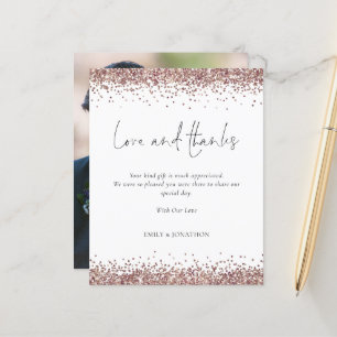 Budget Rose Gold Glitter Photo Wedding Love Thanks
