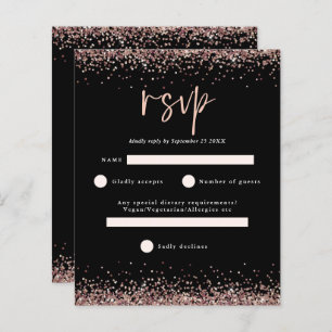 Budget Rose Gold Glitter Script Black  RSVP