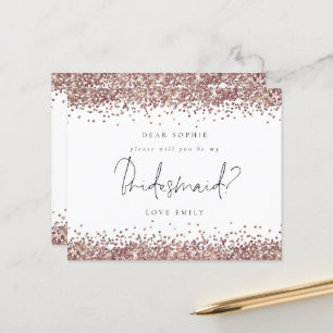 Budget Rose Gold Glitter Script Bridesmaid Request