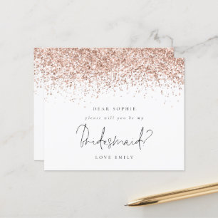 Budget Rose Gold Glitter Script Bridesmaid Request