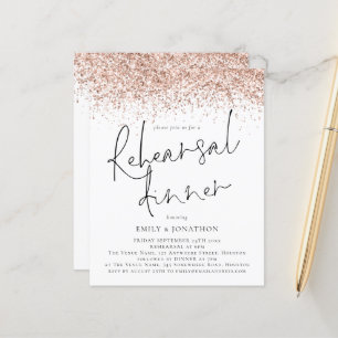 Budget Rose Gold Glitter Wedding Rehearsal Dinner