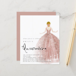 Budget Rose Gold Gown Blonde Hair QR Quinceañera