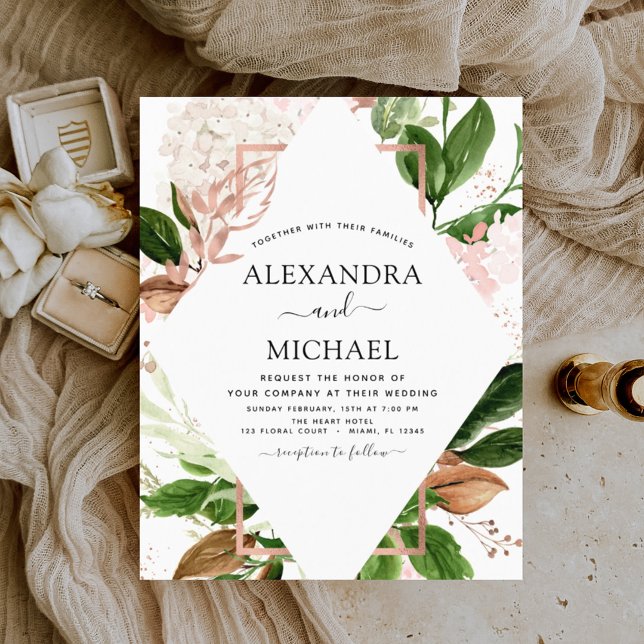 Budget Rose Gold Greenery Wedding Invitations (Creator Uploaded)