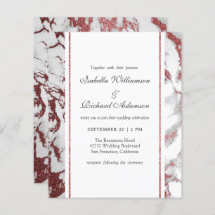 Budget Rose Gold Marble Classic Typography Wedding