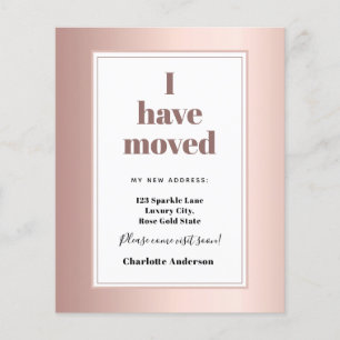 Budget rose gold modern I have moved announcement