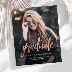 Budget Rose Gold Photo Graduation Announcement
