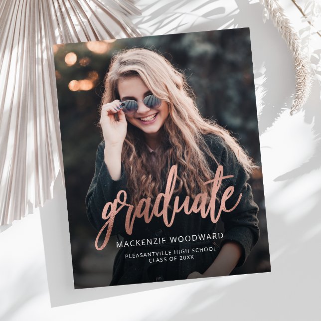 Budget Rose Gold Photo Graduation Announcement (Creator Uploaded)