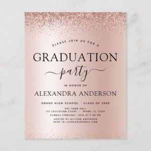 Budget Rose Gold Pink 2021 Graduation Glitter