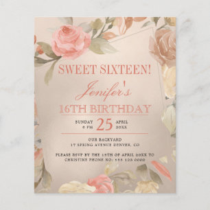 Budget rose gold Sweet Sixteen photo Invitation