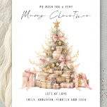 Budget Rose Gold Tree 2026 Calendar Christmas<br><div class="desc">A budget priced smaller 4.5 x 5.6" alternative on a 110lbs semi-gloss, similar in thickness to a postcard. There is ONE per sheet. Budget Rose Gold Tree 2026 Calendar Merry Christmas is in a stylish set handwritten style script. With a handy 2026 calendar on the back for your recipients and...</div>