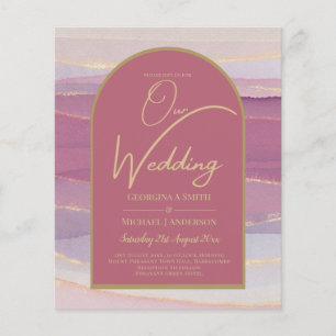 BUDGET Rose Pink Gold Arch Marble Wedding INVITE   Flyer
