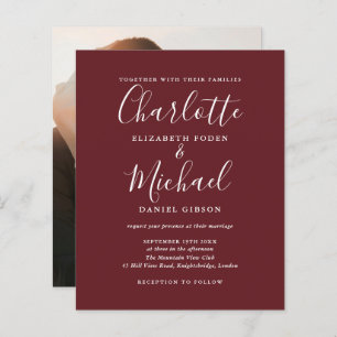 Budget Rosewood Pink Photo Wedding Invitation