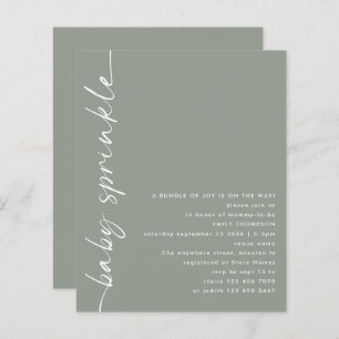 Budget Rotated Script Sage Baby Shower Sprinkle