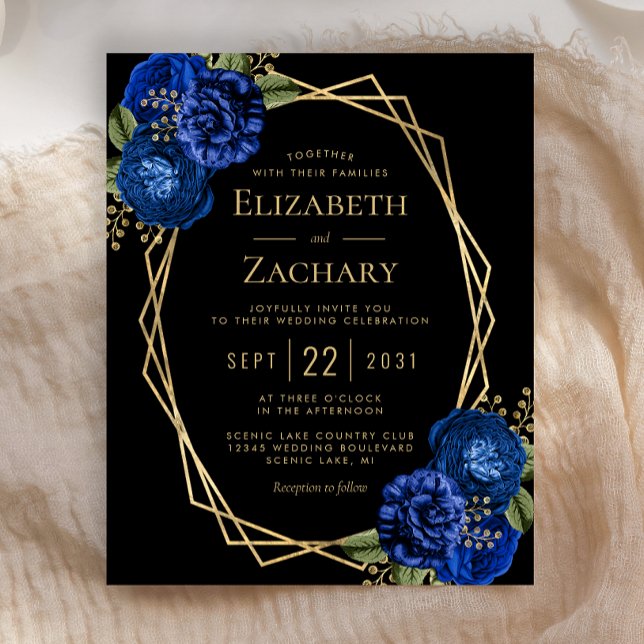 Budget Royal Blue Floral Gold Black Wedding (Creator Uploaded)