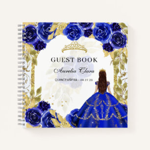 Budget Royal Blue Floral Quinceañera Guest Book