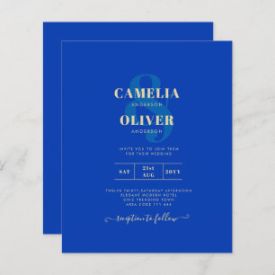 Budget Royal Blue Monochrome Wedding INVITE