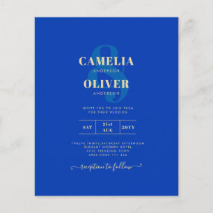 Budget Royal Blue Monochrome Wedding INVITE Flyer