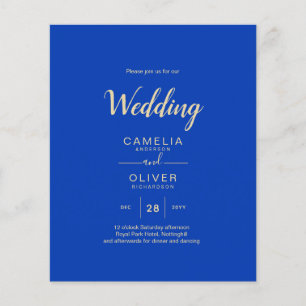 Budget Royal Blue Monochrome Wedding INVITE Flyer