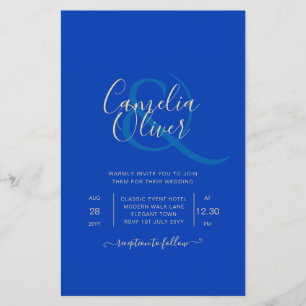 Budget Royal Blue Monochrome Wedding INVITE Flyer