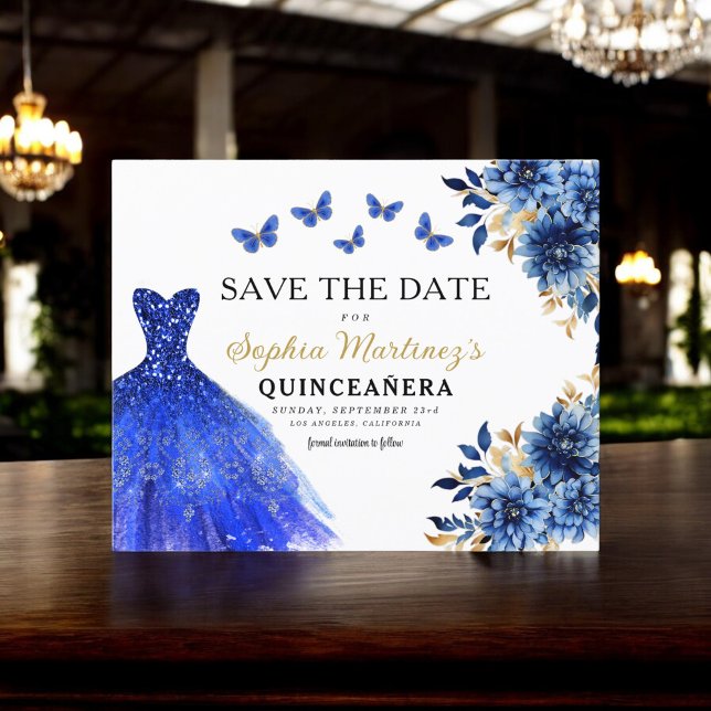 Budget Royal Blue Save the Date Quinceanera (Creator Uploaded)