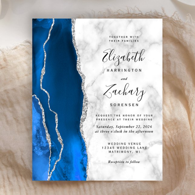Budget Royal Blue Silver Agate Marble Wedding (Creator Uploaded)