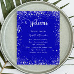 Budget royal blue silver wedding program details<br><div class="desc">A modern,  elegant wedding program,  timeline.  A royal blue colored background decorated with faux silver glitter dust. Personalize and add your names and wedding details. White colored letters.  If you have more text it's possible to reduce the line space.</div>