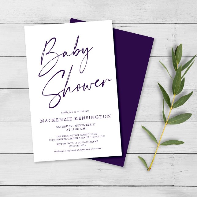 Budget Royal Purple Script Baby Shower FLYER (Creator Uploaded)