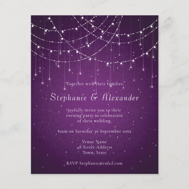 Budget Royal Purple & String Lights Evening Party (Front)